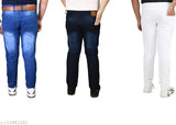 Designer creation denim jeans for men, solid denim, classic fit - 3 pack (sizes 28-36, India origin)