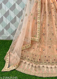 Embroidered peach choli and net dupatta set, Indian traditional wear