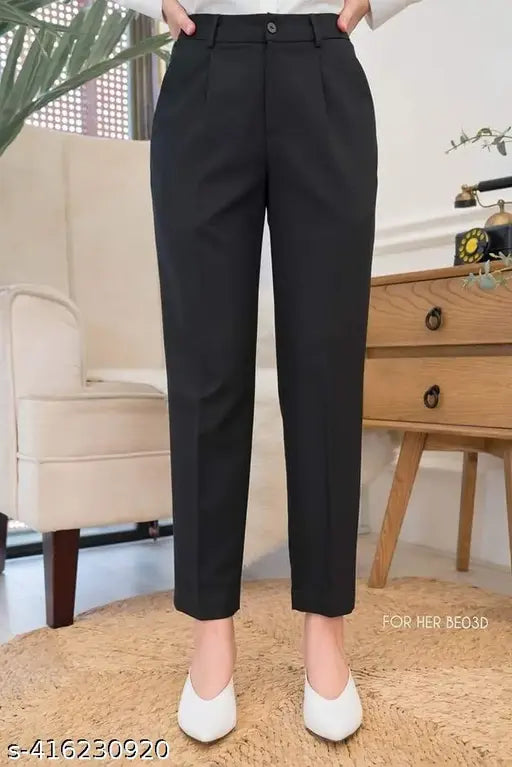 Black cotton-lycra Lifetarm trousers for women, perfect for parties or formal events