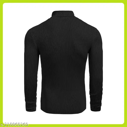 High neck cotton long sleeve men's solid t-shirt, India origin