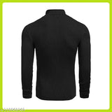 High neck cotton long sleeve men's solid t-shirt, India origin