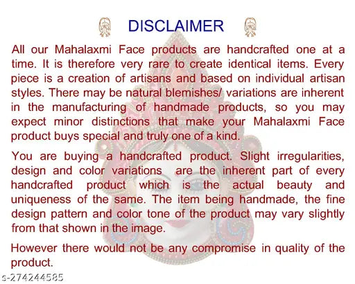 Red plastic Maa Lakshmi God Idol, decorative face for home or office, brings prosperity and wealth symbolism