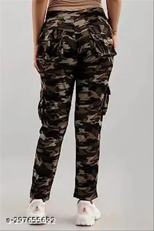 Printed cotton-lycra army print cargo pants for women, size 28, 32, 34, 36, 46 (India)