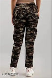 Printed cotton-lycra army print cargo pants for women, size 28, 32, 34, 36, 46 (India)