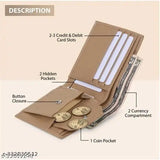 Beige PU artificial leather men's wallet - 10 card slots, durable design for everyday use