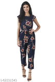 Trendy printed crepe jumpsuit for girls, short sleeves, size N, XS (34-28-38in), India origin
