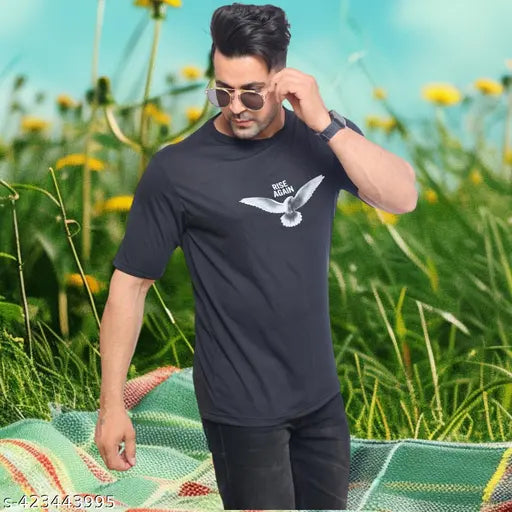 Stich Kraft Men's Round Neck Cotton Regular Fit Short Sleeve T-Shirt, green or navy, suitable for various styles