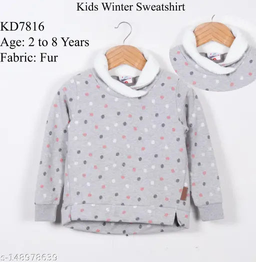 Stylish wool sweatshirt for kids, solid pattern, long sleeves, winter wear for 2-3 years