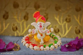 Multicolor, handcrafted polyresin Ganesha Idol (9cm) - ornate home decor showpiece for car dashboard or living space