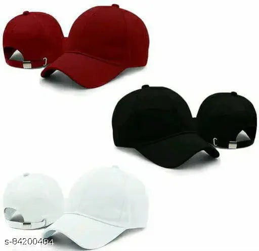 Stylish solid cotton baseball caps, trendy pack of 3 for men and women, India-made athletic headwear