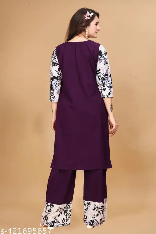Crepe Kashvi alluring women's kurta sets with palazzos, printed net, XS-6XL, India origin