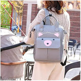 Bear print polyester maternity backpack, durable and water-resistant, 41x18x25.5 cm, multiple functional pockets, suitable for moms and dads, wet/dry separation design
