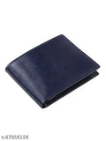 Blue PU leather men's wallet, 3 card slot, coin pocket, modern accessory