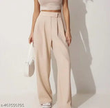 Beige cotton blend women's daily wear Velcro trousers - versatile for casual and formal occasions, suitable for office and everyday wear