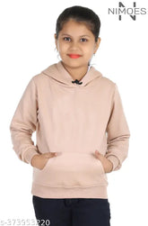 Cotton Trendy hoodie sweatshirt for fashionable kids, solid color and long sleeves