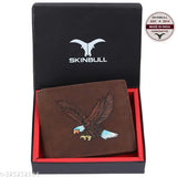 Brown, high-quality genuine leather men's wallet with RFID blocking, featuring 5 compartments and a gift boxed presentation