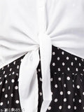 Women's printed crepe polka dot top & bottom set, three-quarter sleeves, various sizes available