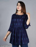 Rayon Arushi Machhali kurti, printed combo top with short sleeves, Made in Jaipur
