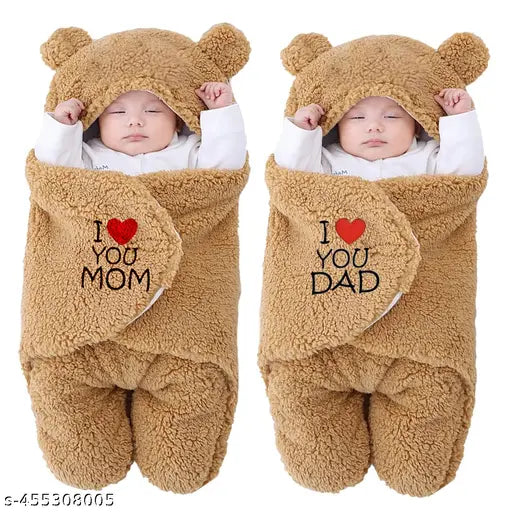 Naman newborn baby blanket, soft flannel wearable swaddle wrap, 0-6 months, hooded design, plush & gentle materials, Made in India