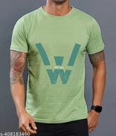 Pure cotton blend printed regular fit t-shirt, short sleeves, blue pattern (S-XXL) - Gillkart catalog, India