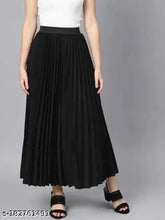 UF black pleated skirt, solid net polyester, women's size 28-42 for various lengths
