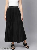 UF black pleated skirt, solid net polyester, women's size 28-42 for various lengths