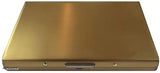 Black stainless steel RFID-protected business card holder with gold accents. Holds 6 cards, solid design, water-resistant