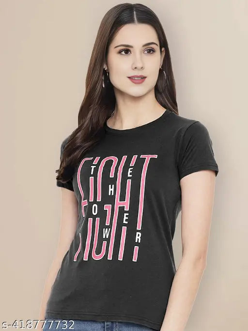 Cotton Typography Printed women's t-shirts (pack of 6), short sleeves, vibrant designs, latest casual fashion trend, India origin