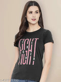 Cotton Typography Printed women's t-shirts (pack of 6), short sleeves, vibrant designs, latest casual fashion trend, India origin
