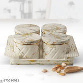 Italian White Airtight Dry Fruit Jar Set - BPA-free plastic, 430 ml, ideal for serving and gifting