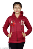 Wool DIMSY COLLECTION girls full sleeve embroidered hoodie, solid color, 11-12 years size