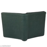 Green Faux Leather BI Men Wallet, 2 compartments, solid design, made in India