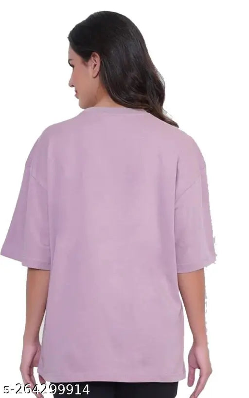 Oversize cotton t-shirt for women with printed trendy design, short sleeves, available in multiple sizes from XS to XXL. Made in India