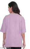 Oversize cotton t-shirt for women with printed trendy design, short sleeves, available in multiple sizes from XS to XXL. Made in India
