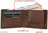 Brown PU Men's Wallet: Solid brown leather wallet with 5 compartments, free size (12cm x 5cm), durable and compact for everyday use. Perfect accessory for men, ideal for gifting
