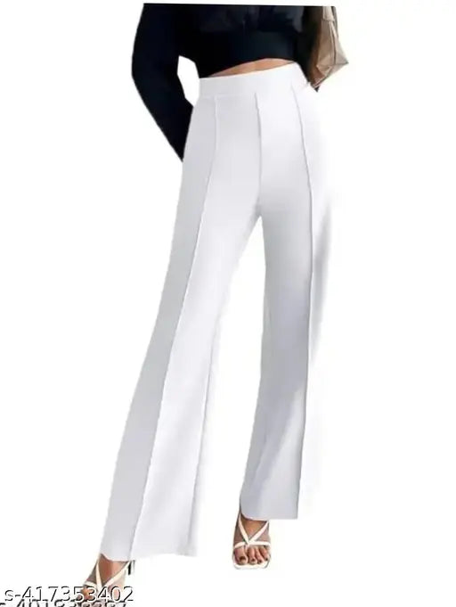 Cotton blend solid-colored trousers and pants for women and girls, featuring sizes 28, 30, 32, 34, 36 (waist: 28/30/32/34/36, length: 36/37/38/39/40, hip: 30/32/34/36/38) from India