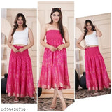 Rayon printed net skirt for women, vibrant pattern, size 28, India origin