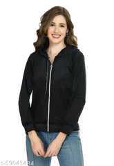 Black velvet Aphrodite solid full sleeve jacket, soft and plain casual wear for women on hanger