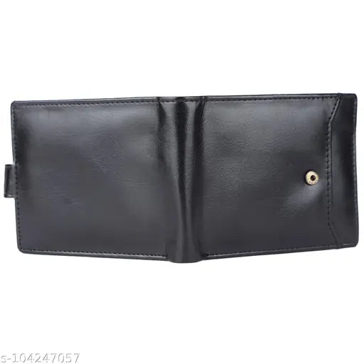 Faux leather mens wallet, solid design, free size (11cm x 8cm), handcrafted in India