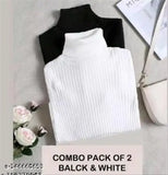 Blackwhite high neck sweaters combo (pack 2) for kids, wool and cozy winter wear in sizes 0-1 years