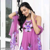 Georgette jasmine flower print sleeveless kurta for women, various sizes available