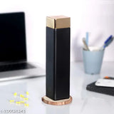 Black and gold, plastic fridge square water bottle set (6 pieces, 1L each), space-saving design for easy storage