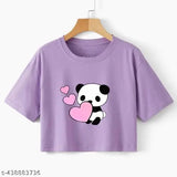 Trendy printed cotton blend crop top, short sleeves, feminine design for women (Afghanistan origin)