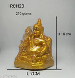 Golden poly resin Kubera and Lakshmi statue for wealth and harmony, intricately detailed home decor showpiece (10cm H x 7cm L)