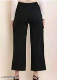 Solid polyester loose-fit cargo pant for women, versatile gym track or party wear, trending Korean style