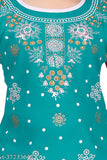 Teal and white printed Chanderi cotton kurta, skirt set with dupatta for girls - vibrant ethnic Indian attire for ages 1-10
