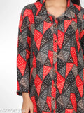 Plus size winter wear printed woolen kurta/kurti with three-quarter sleeves, ideal for cold weather