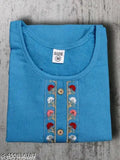 Woolen Kashmiri Kurti, embroidered three-quarter sleeve, warm winter wear, handcrafted Indian fashion