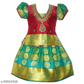 Cotton Silk kids' Leela Pattu Lehenga Choli with waist belt, floral stitch design, suitable for 6-8 years old Indian festivals and parties, made in India
