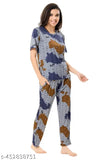 Women's over-size printed net pyjama set, polycotton top and bottom, short sleeves, sizes M, L, XL, XXL
